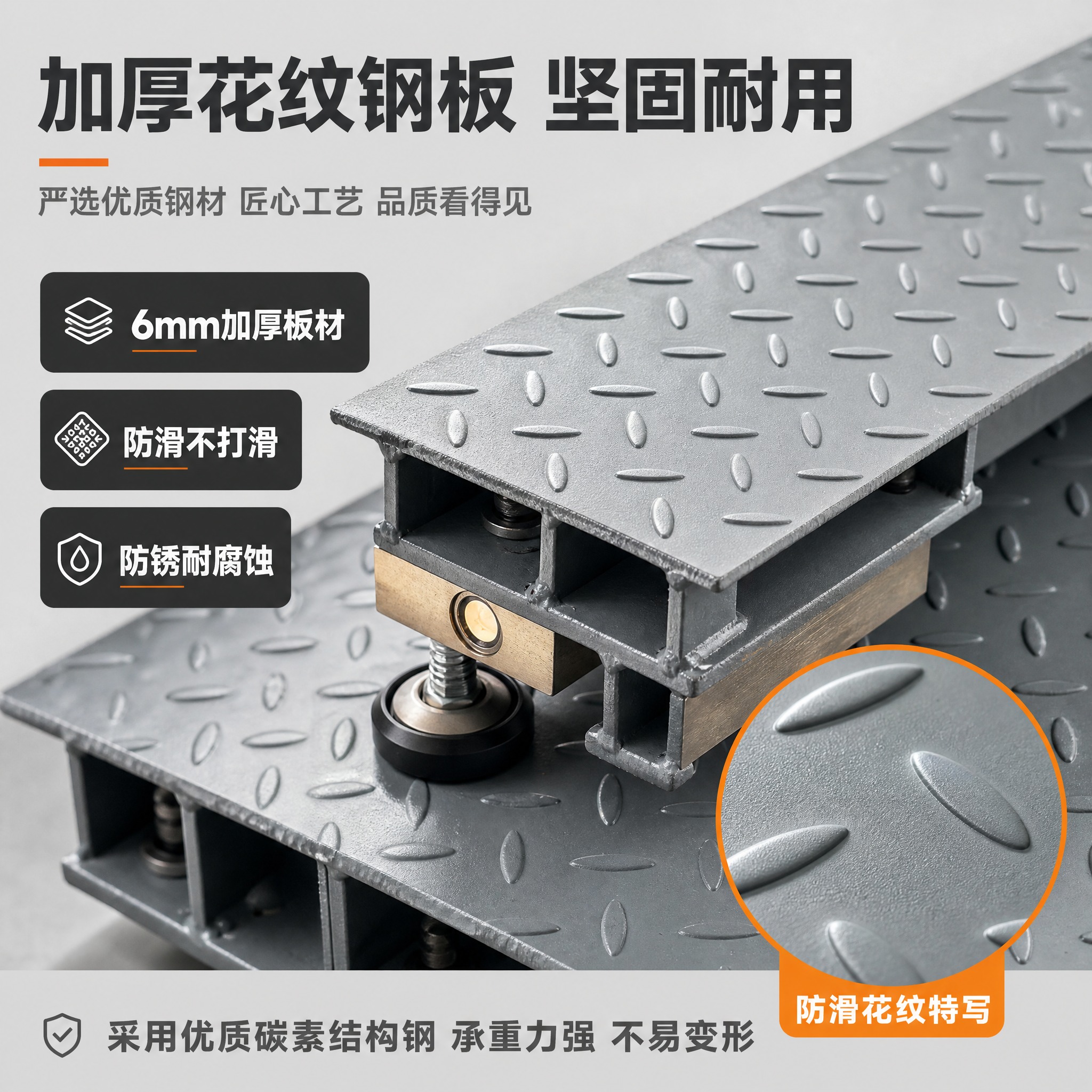 [主图-3] 材质工艺细节图，展示地磅秤花纹钢板台面的材质细节… - 图片创意预览