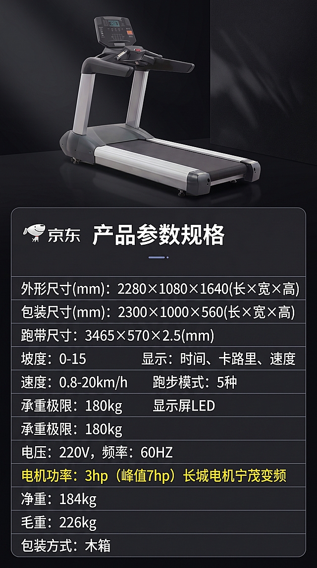 「图片1」，生成一套详情页，商品名称商用跑步机「图片1」「图片1」「图片1」，适配京东平台，单图比例为9:16，需求屏数为8张。