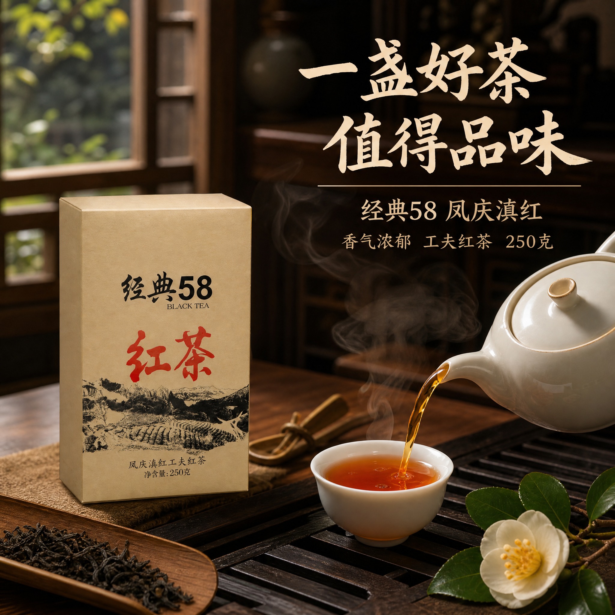 [主图-5] 凤庆滇红经典58红茶 冲泡场景与生活方式 中式茶… - 图片创意预览