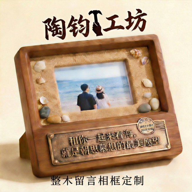 将图中“陶钧工坊”更换为突出手工创意的手写书法字体，保留其他元素不变预览效果