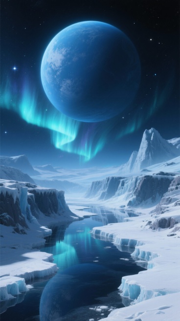 生成15张星球科幻高清图的生成。呈现不同色彩搭配、地貌特征的外星星球场景，包含巨型星球、山地水域、星空等元素。预览效果