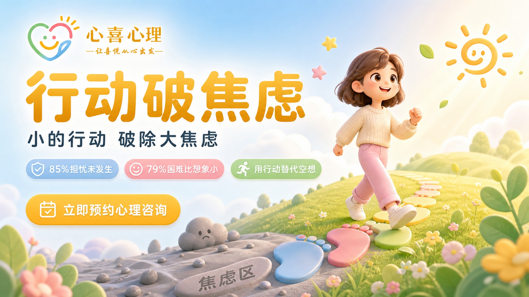 [主图-1] 服务主题与场景首图，核心传达「行动破焦虑」心理咨… - 图片创意预览