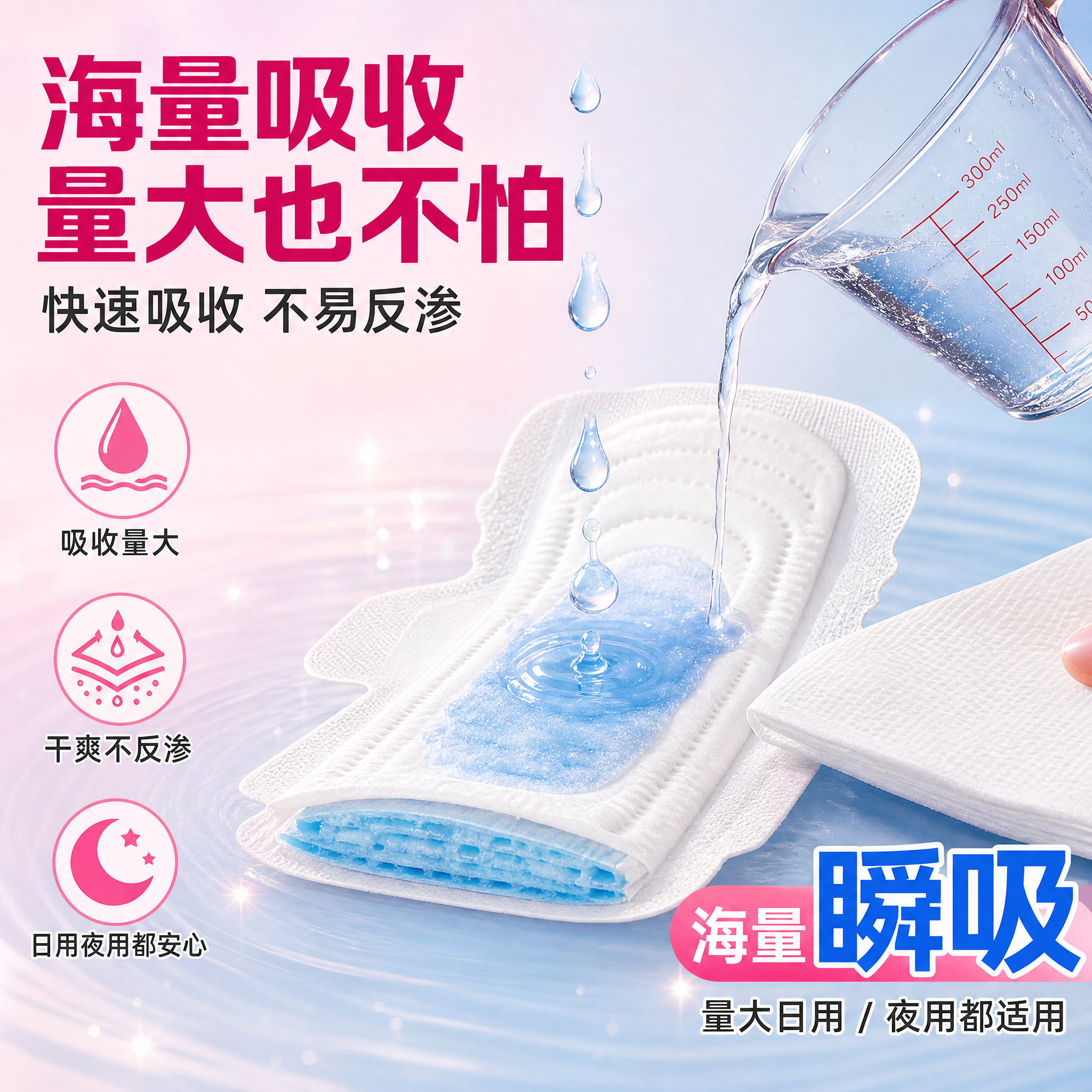 [主图-3] 吸收力卖点图，主打海量吸收不反渗，用可视化吸水实… - 图片创意预览
