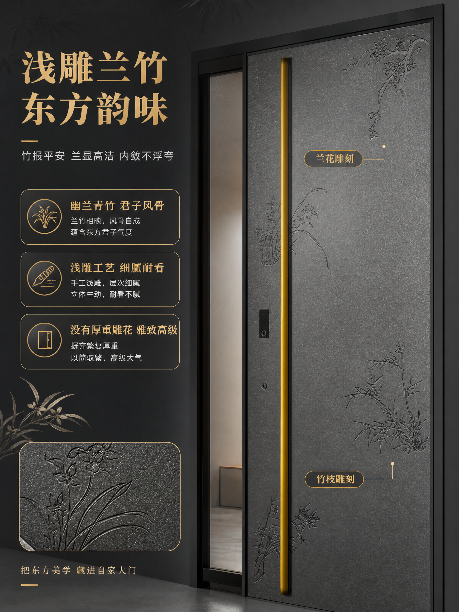 [商品] 使用【图3】臻尚铂门兰竹雅韵全铝别墅大门；保留深灰色… - 图片创意预览