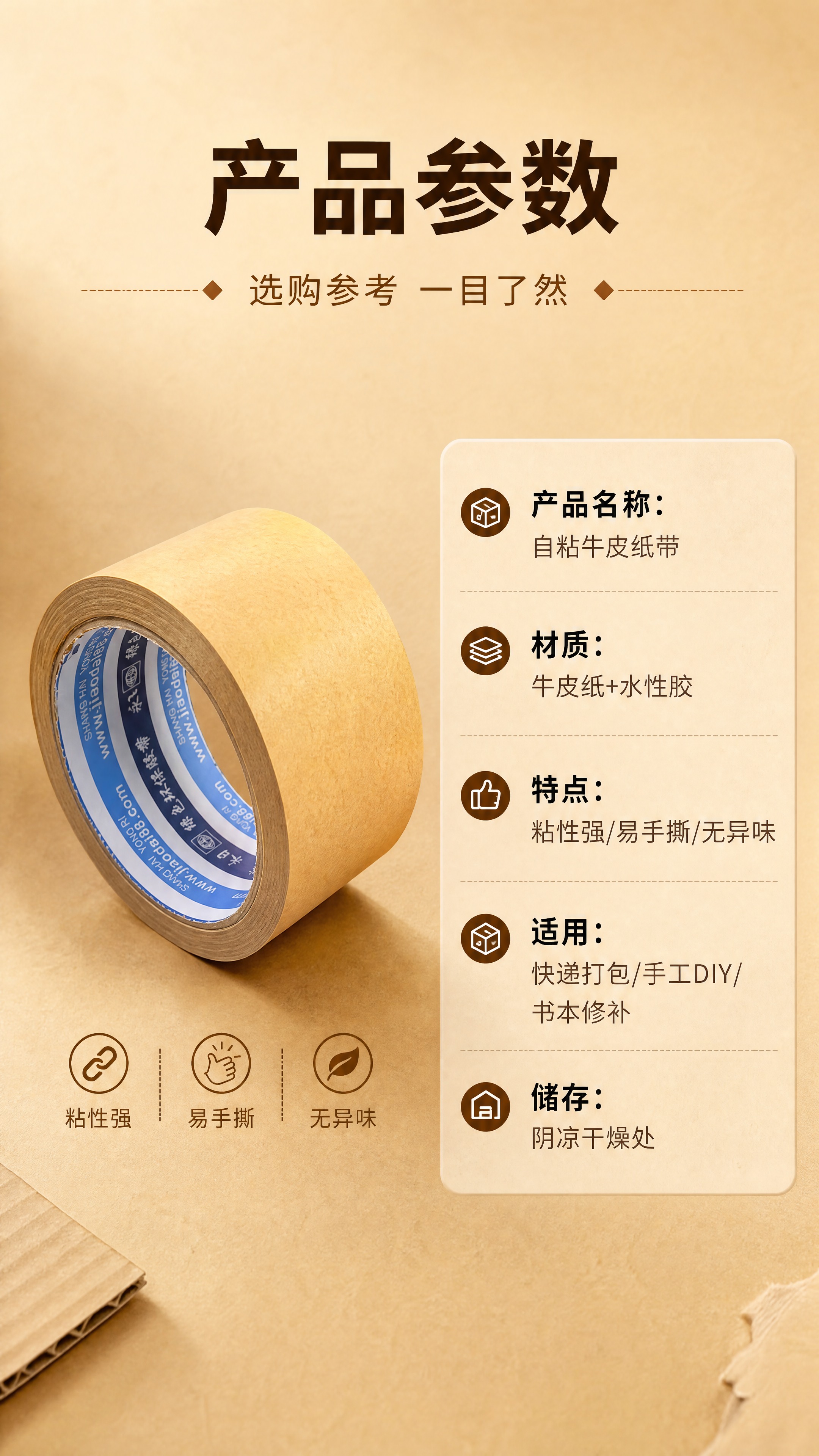 [商品] 使用【图1】自粘牛皮纸带；保留卷装圆形结构、牛皮纸原… - 图片创意预览