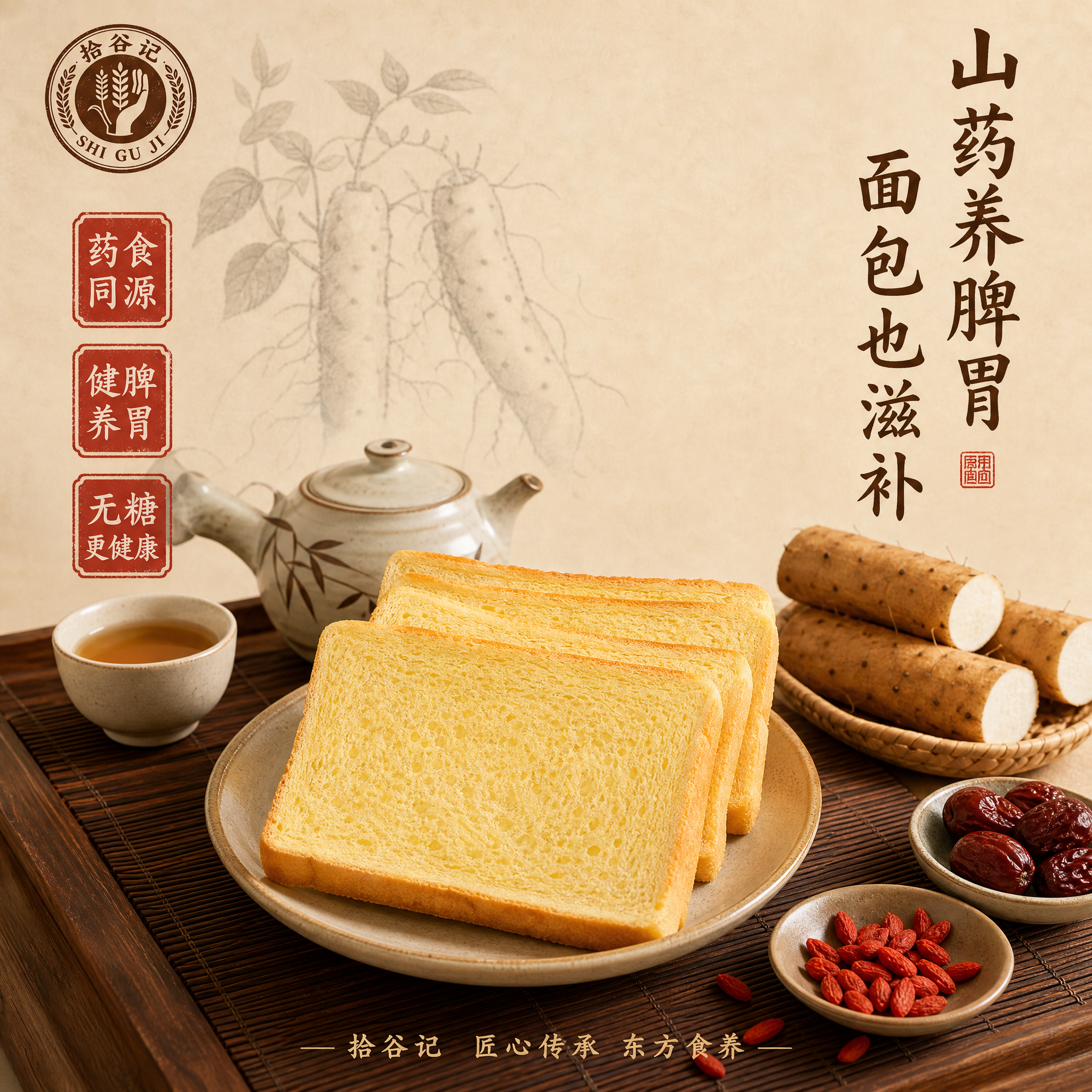 [主图-8] 山药面包 滋养养生中式风。 [氛围风格] 中式养… - 图片创意预览