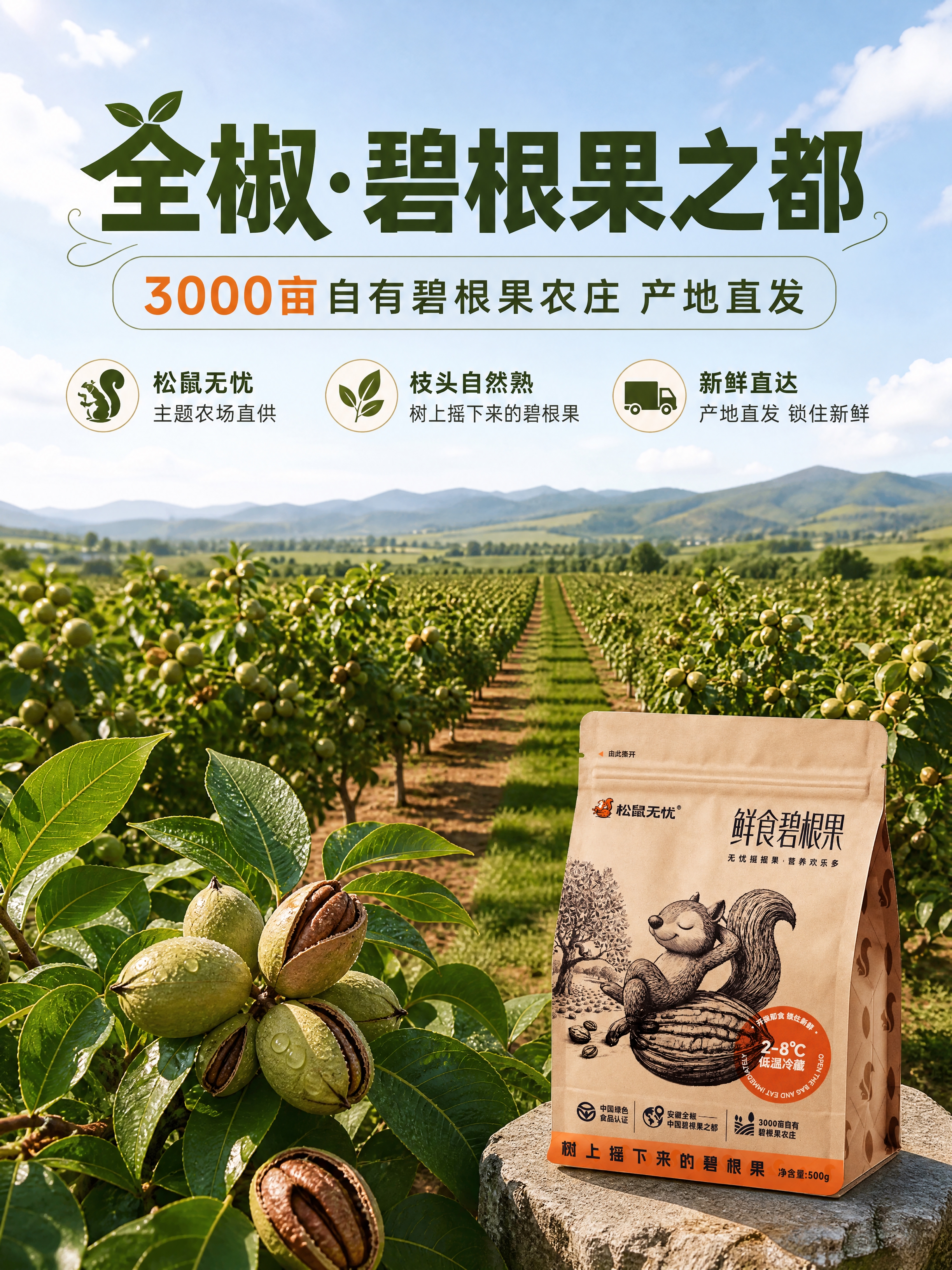 [商品] 使用【图3】【图4】松鼠无忧鲜食碧根果包装；保留全部… - 图片创意预览