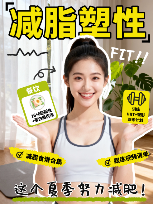 夏季减脂塑型小红书健康科普大字人像小红书封面预览效果