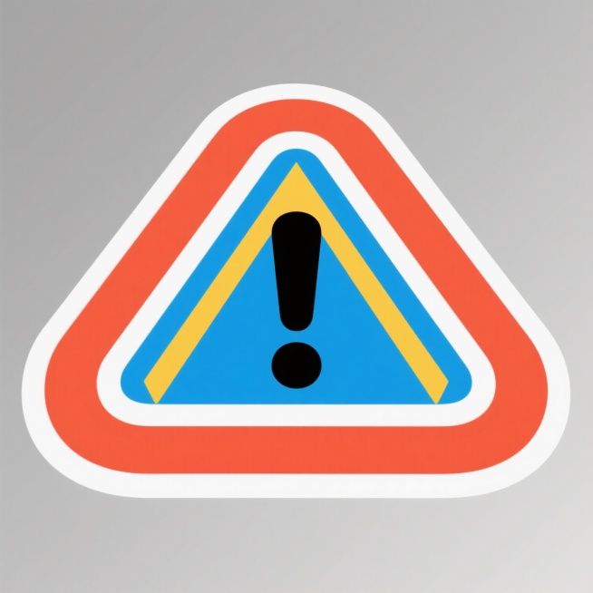 简洁的警示图标，三角形轮廓，内部中央有一个黑色感叹号，采用不同配色方案（如红色背景配白色感叹号、蓝色背景配黄色感叹号、橙色背景配黑色感叹号等），保持扁平化设计风格，线条清晰，色彩鲜明对比，无阴影效果，纯白色背景，图标边缘光滑圆润，整体视觉简洁直观，具有强烈的警示视觉传达效果。预览效果