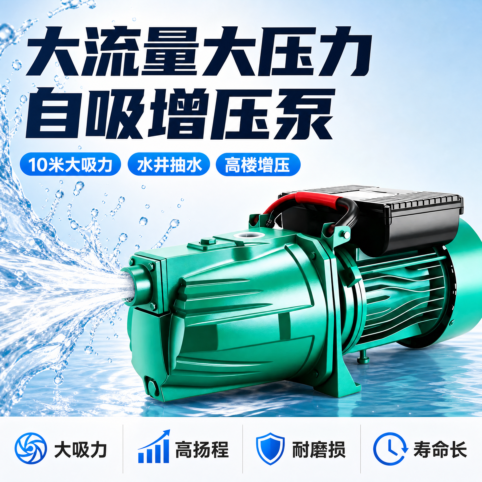 [主图-1] 首图点击率主图，主题是大流量大压力自吸增压泵，一… - 图片创意预览