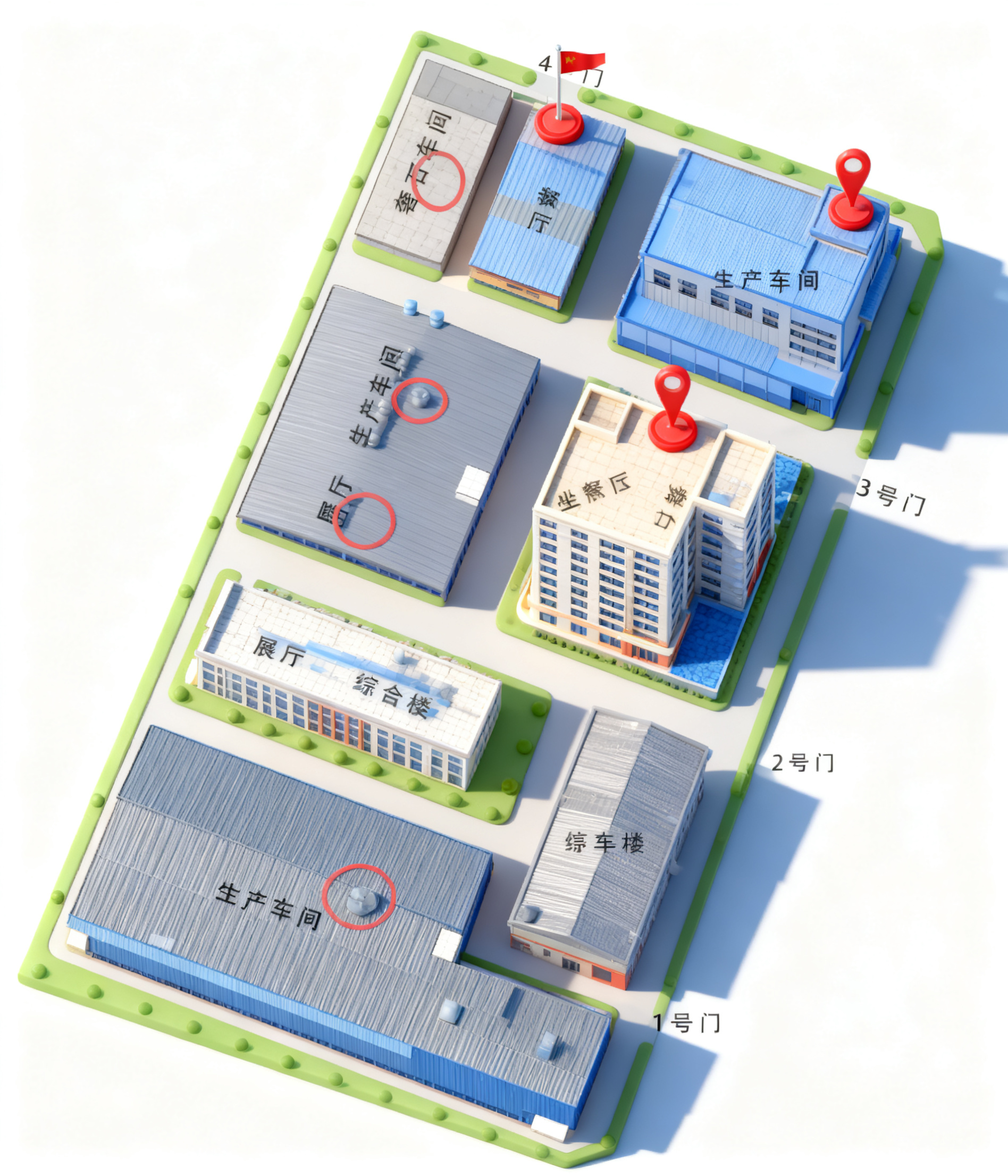 将这张平面园区地图转换为C4D风格的3D微缩立体地图，超高清大… - 图片创意预览