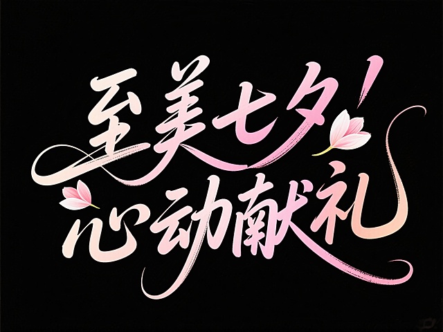 梦幻插画风，甜美浪漫大字设计，七夕心动献礼。