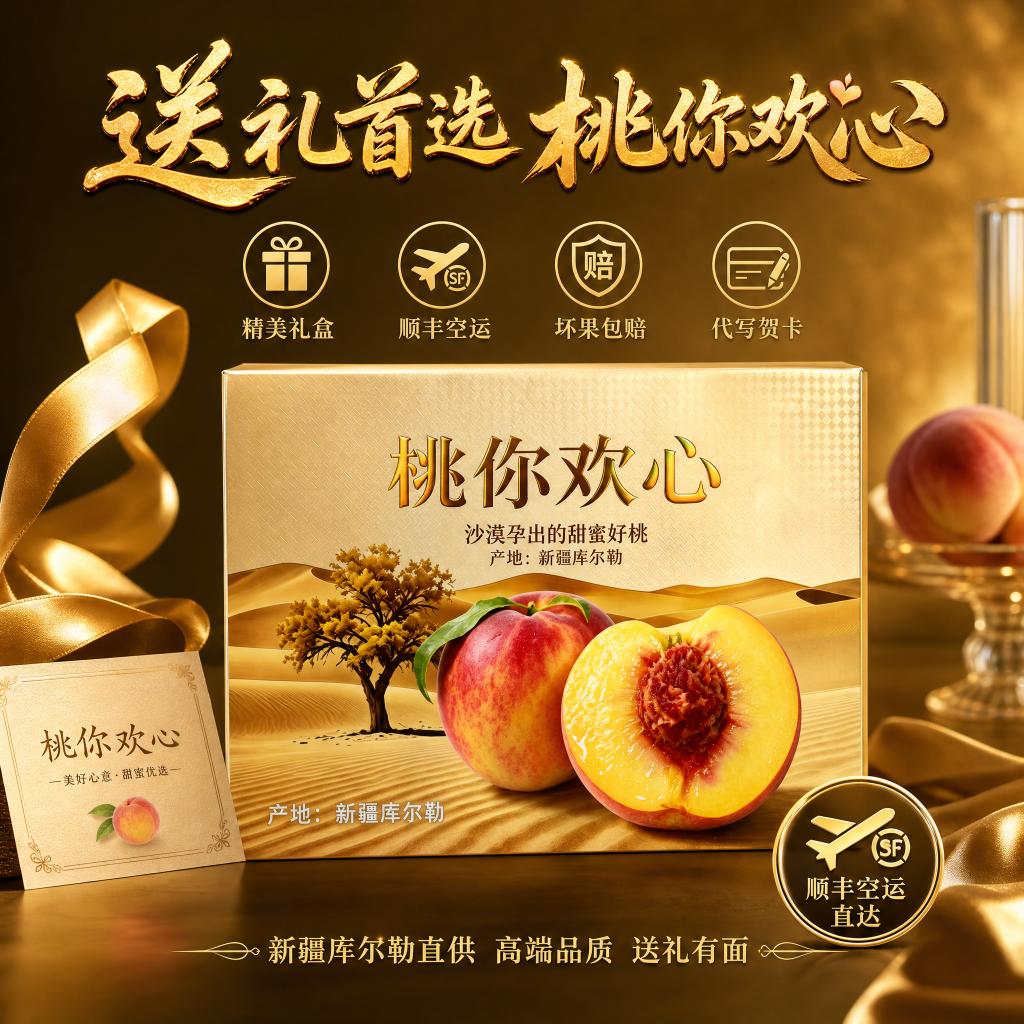 [主图-4] 新疆库尔勒桃子礼盒 高端送礼 顺丰直达 [统一基… - 图片创意预览