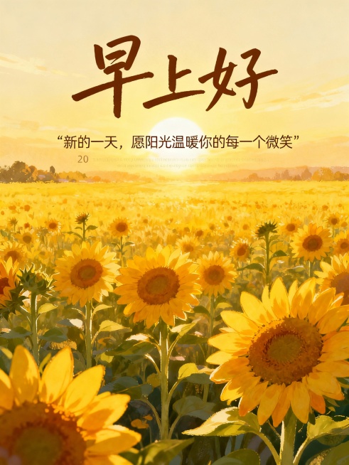 生成28张差异化的问候图片，1：1，或者3：4，文字主体是”早安“或”早上好“或“周二，你好”需要放大一点，排版和字体跟其他祝福语不一样一点，祝福语的字数20个字左右，画面可以是风景，或是人物，或是唯预览效果