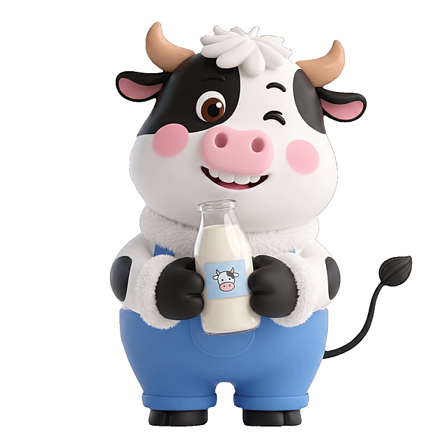 改为捧着一瓶牛奶