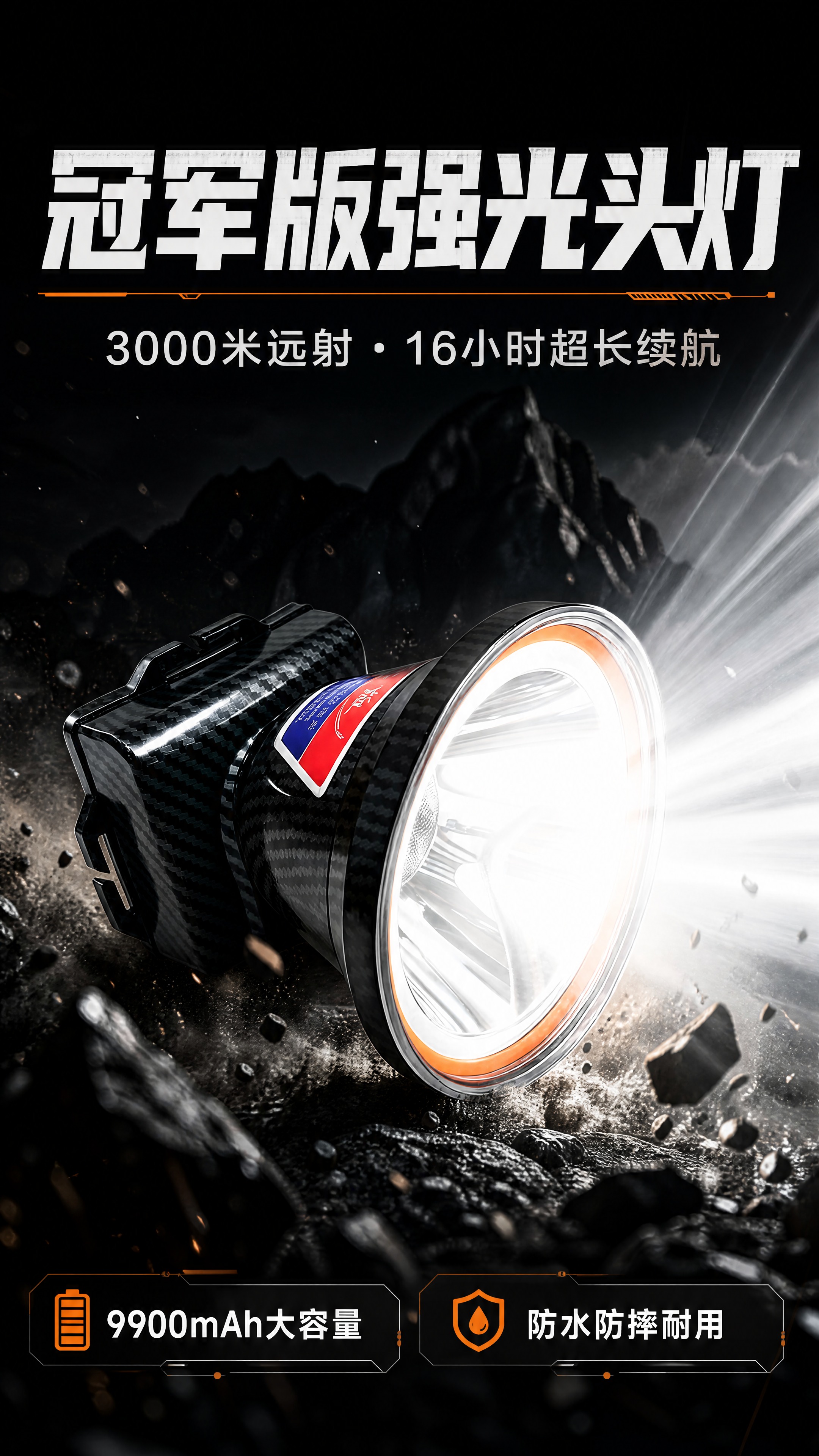 [商品] 使用【图1】奇量冠军版强光头灯；保留碳纤维纹理黑色外… - 图片创意预览