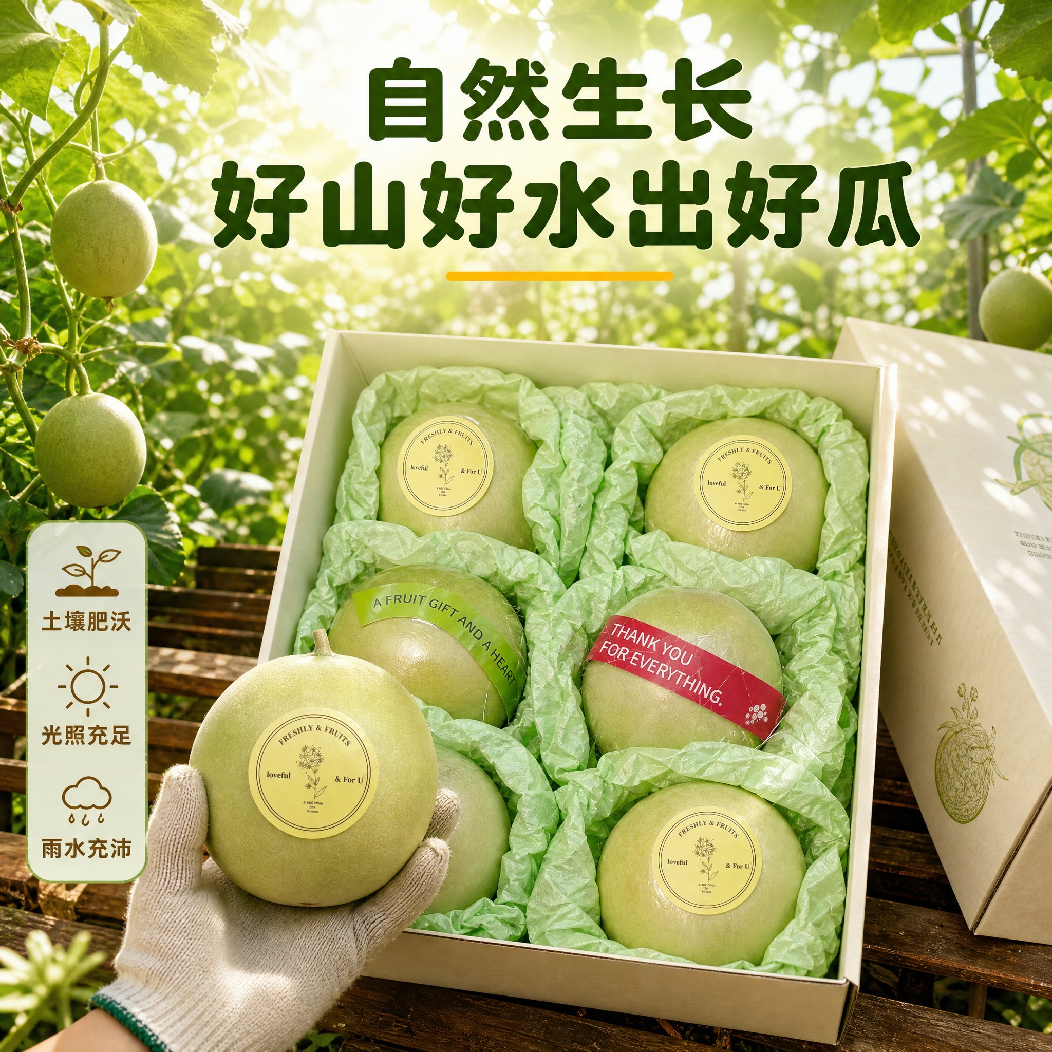 [主图-3] 香瓜礼盒 果园生长环境 产地氛围主题。 [统一基… - 图片创意预览