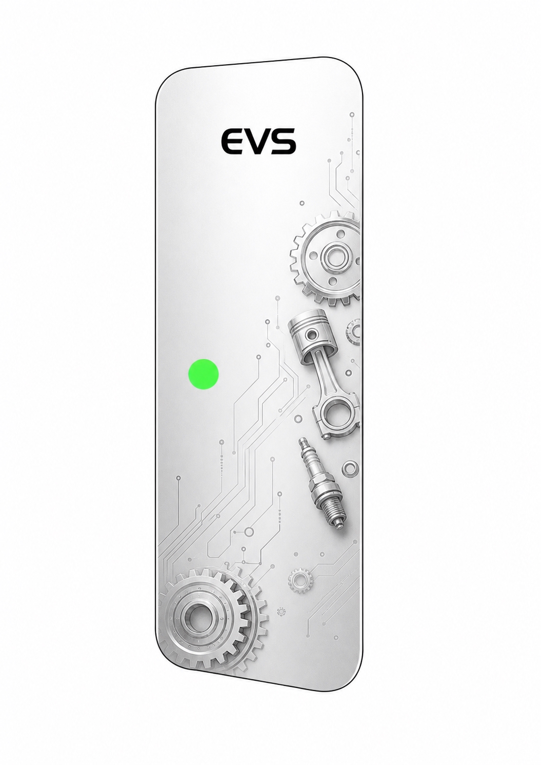 基于图一的竖版圆角矩形白色面板进行设计，保留顶部的"EVS"黑… - 图片创意预览