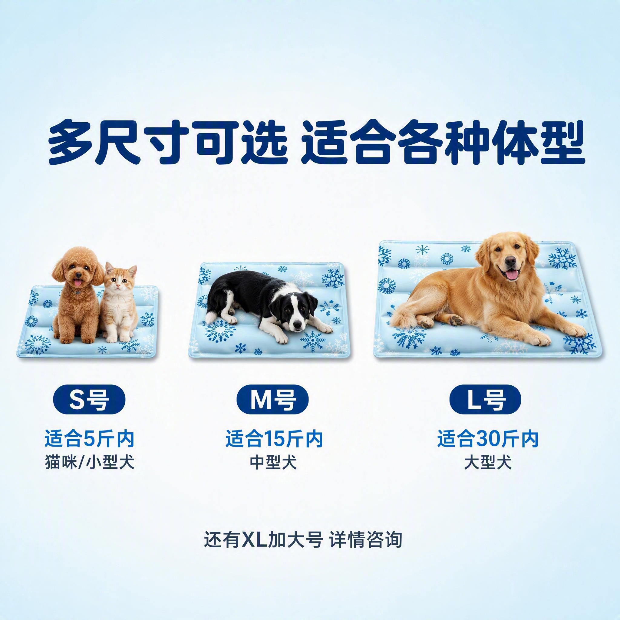 [主图-5] 宠物冰垫尺寸体型适配图，宠物体型适配展示。 [氛… - 图片创意预览