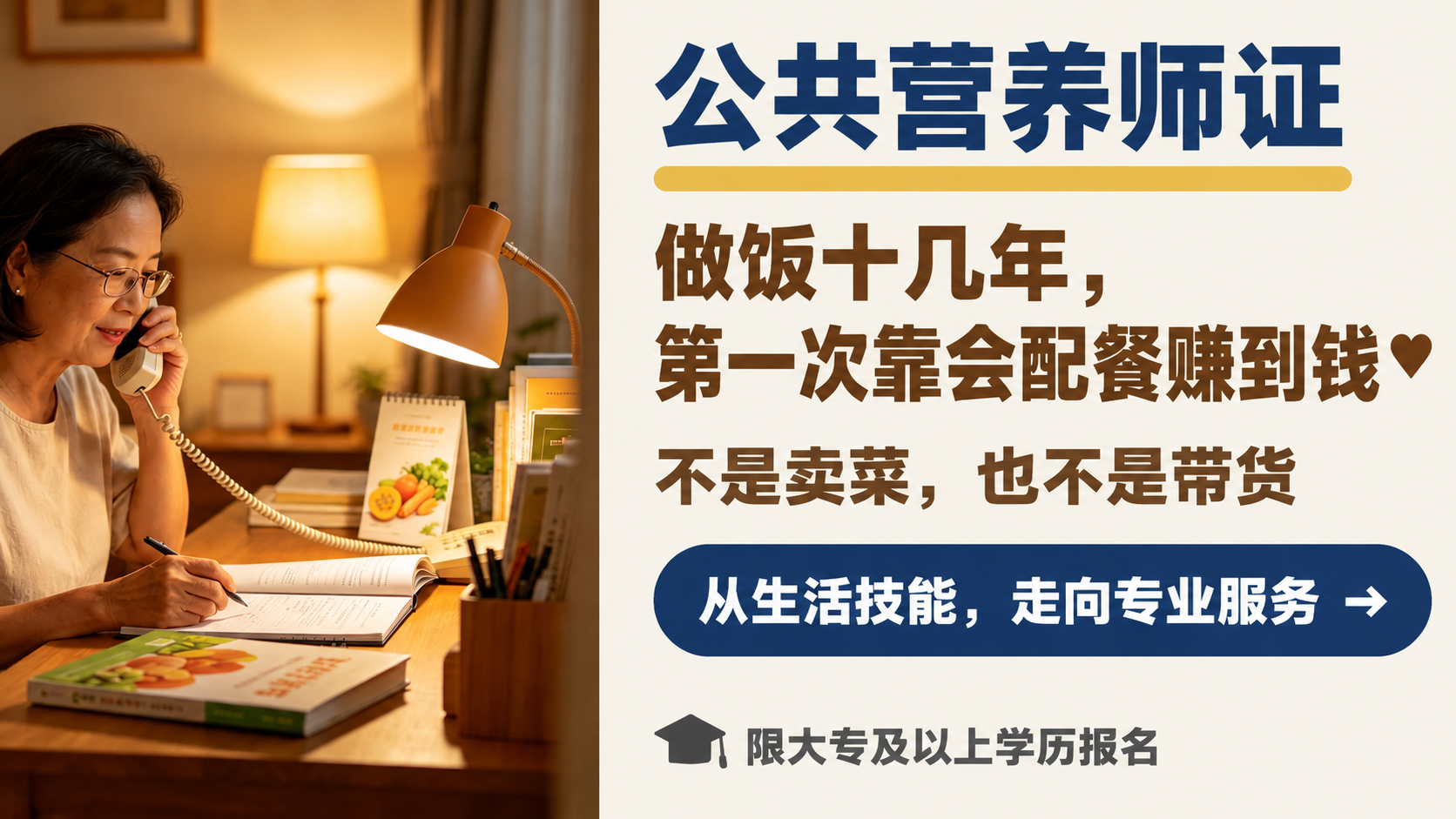 基于这张公共营养师证海报，将所有文字字号整体调大，同时优化排版… - 图片创意预览