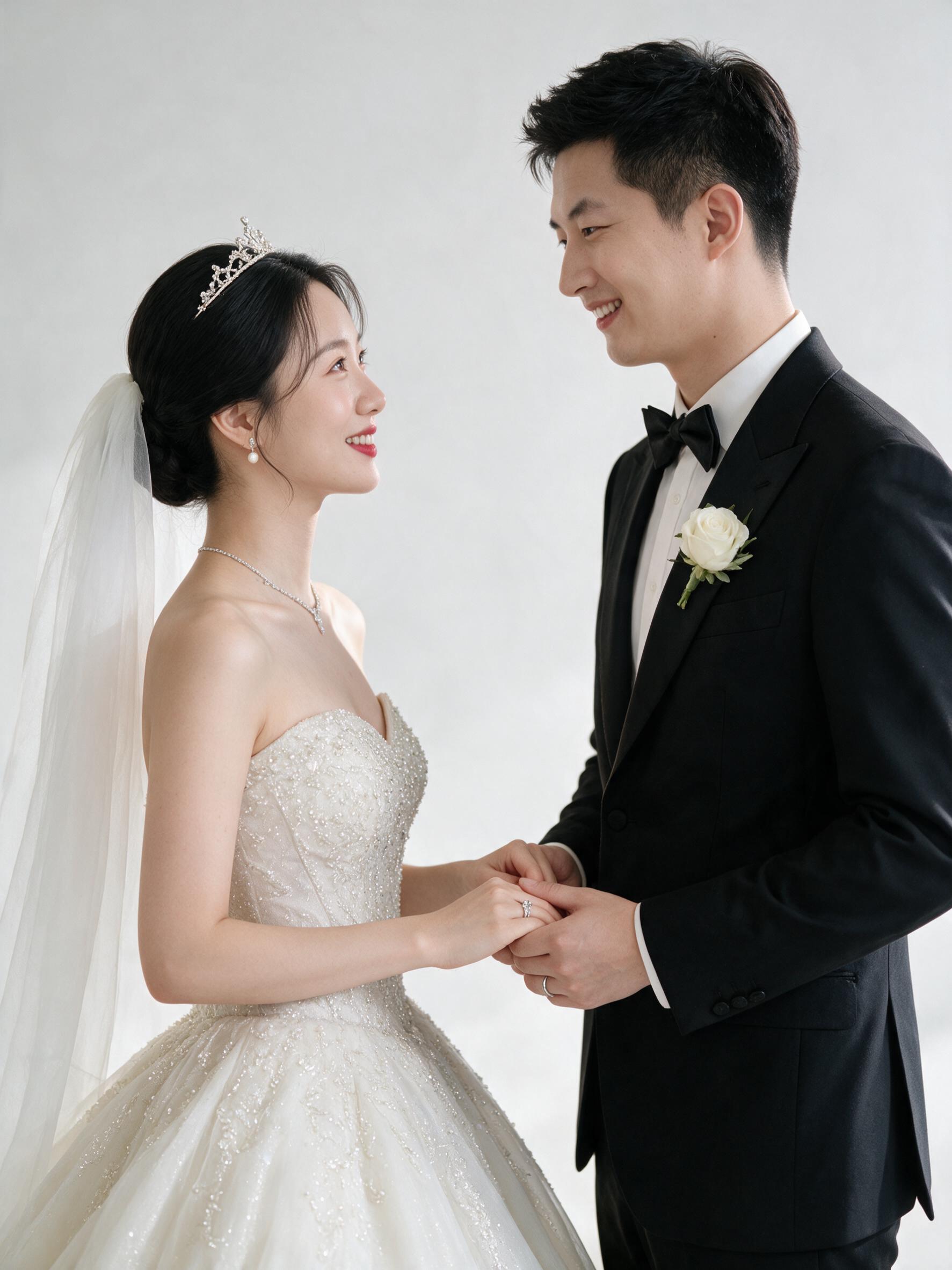超高清现代中式婚纱摄影作品，干净简约、高级质感、柔和暖白色调。… - 图片创意预览