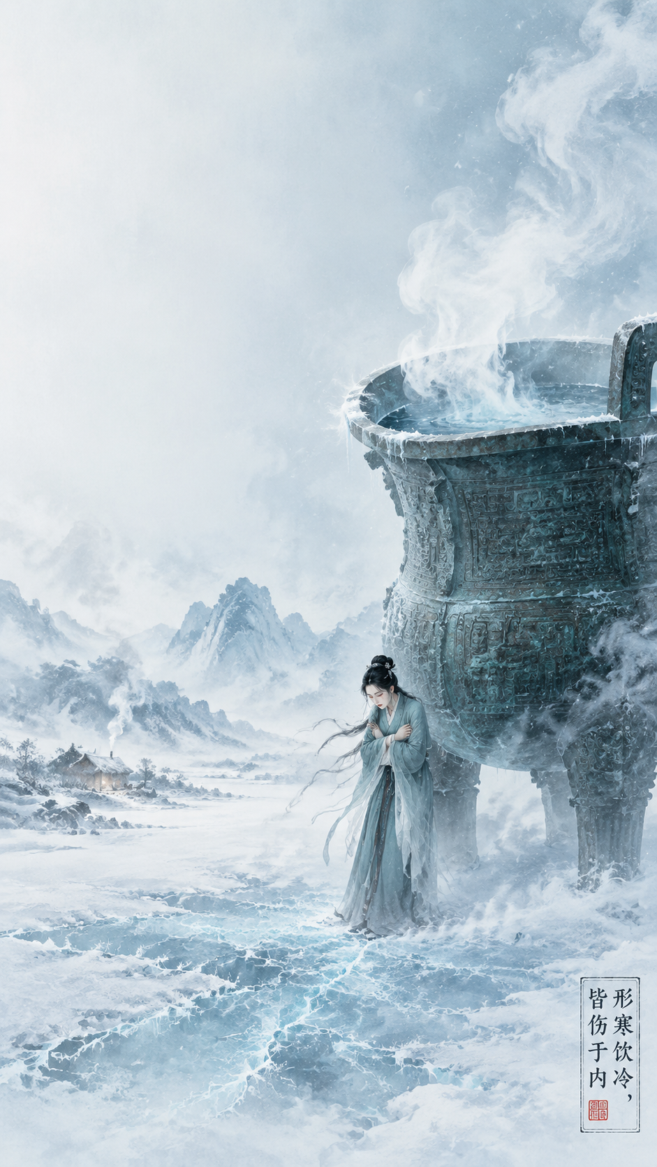 国风新中式工笔画风格，神话般雄奇场景，极简设计。画面中央，一片… - 图片创意预览
