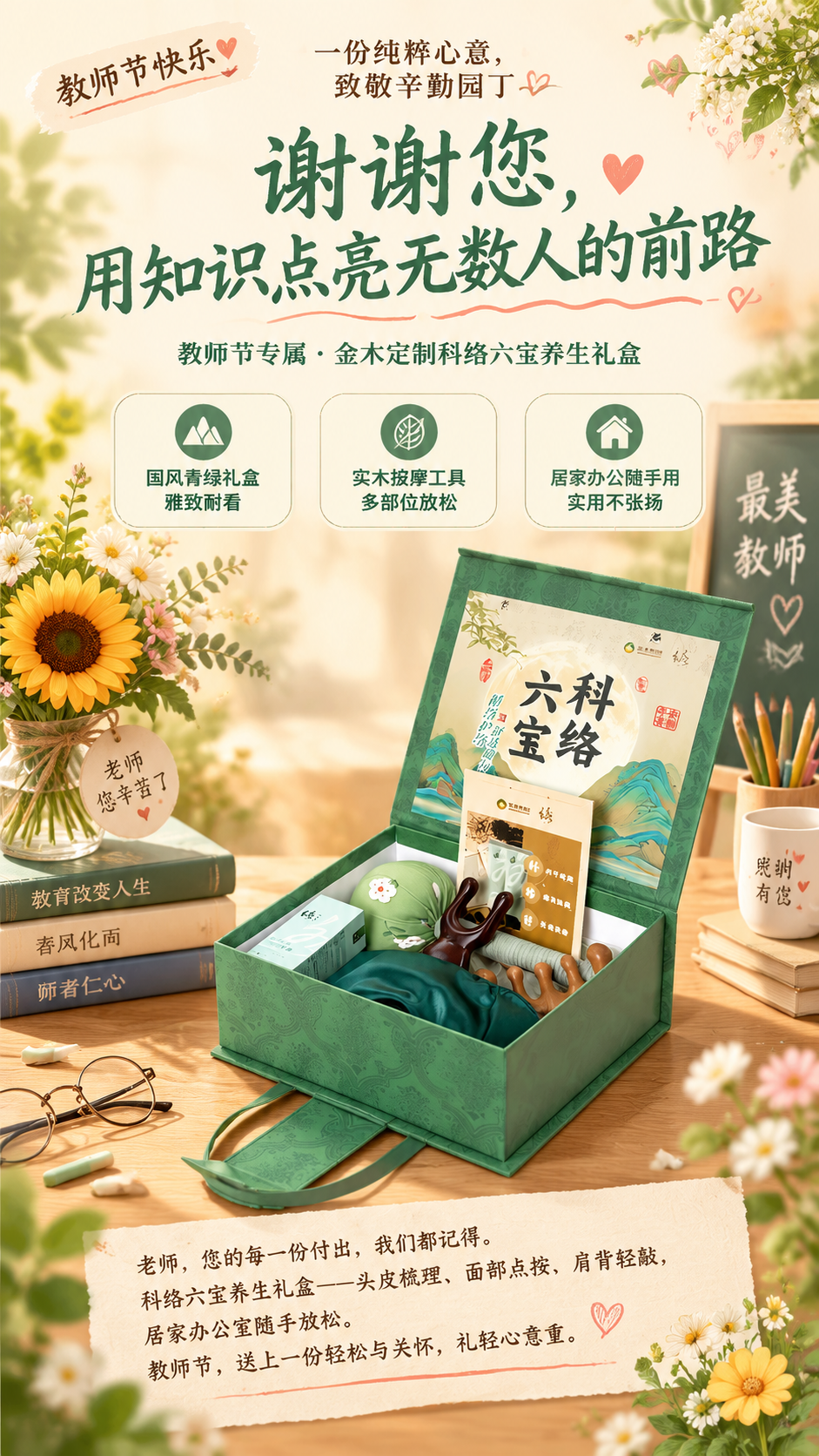 教师节电商风格竖版海报，9:16比例，写实商业摄影风格，温馨治… - 图片创意预览