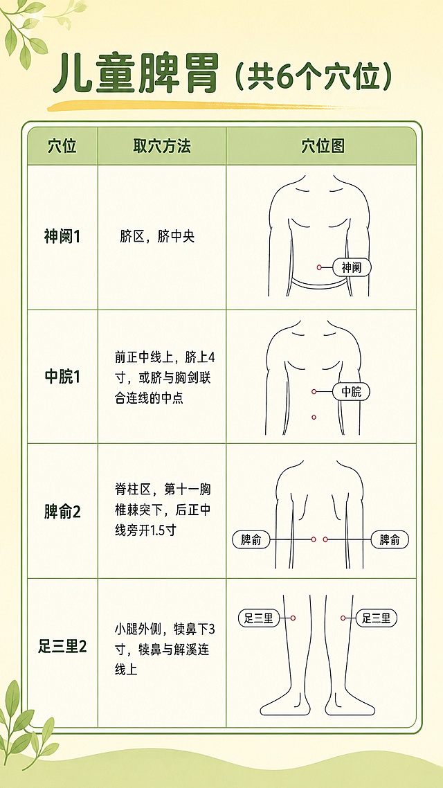 删除海报右上角的牛油果图案和右下角的爱心图案，保持背景与整体淡黄色牛油果绿配色一致，保留海报中所有其他内容：标题、完整穴位表格、所有取穴文字和穴位示意图，排版和其他元素都不改变，整体风格保持简洁中医科普，分辨率2K