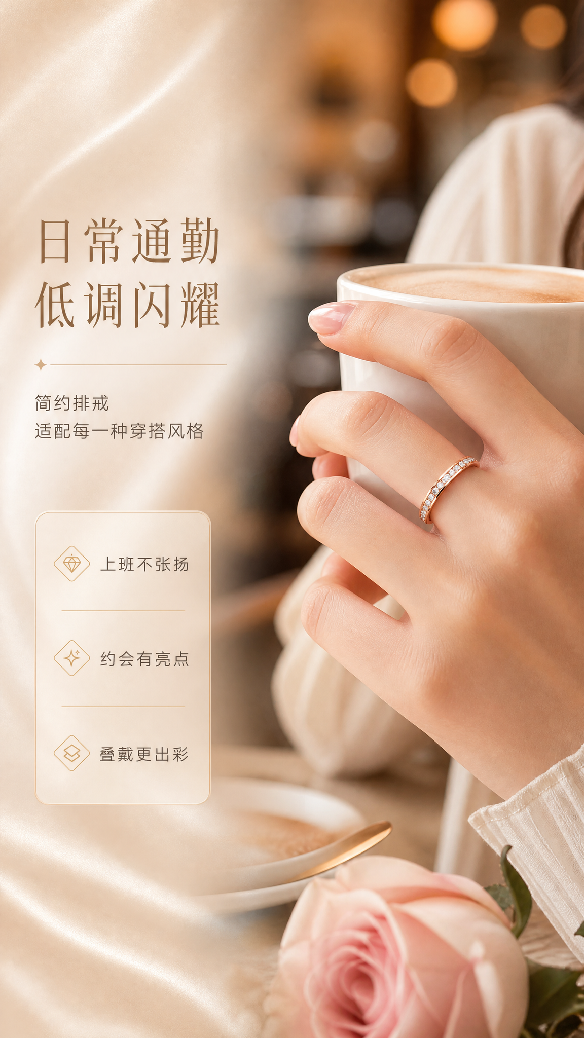[商品] 使用【图1】玫瑰金满钻排戒；保留戒指结构、玫瑰金色、… - 图片创意预览