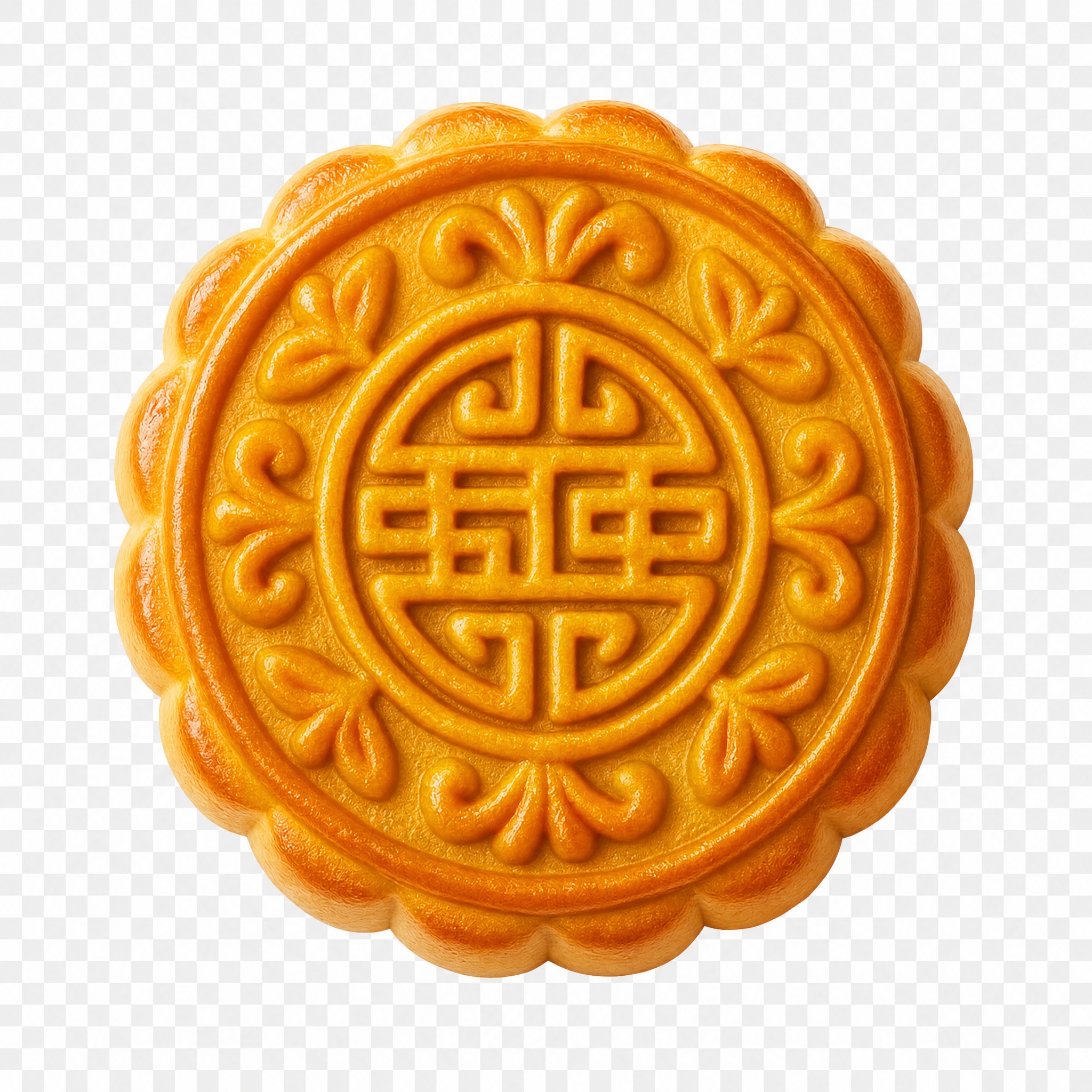 去除图片中的两只兔子，只保留完整的月饼，保持月饼的花纹、色泽、… - 图片创意预览