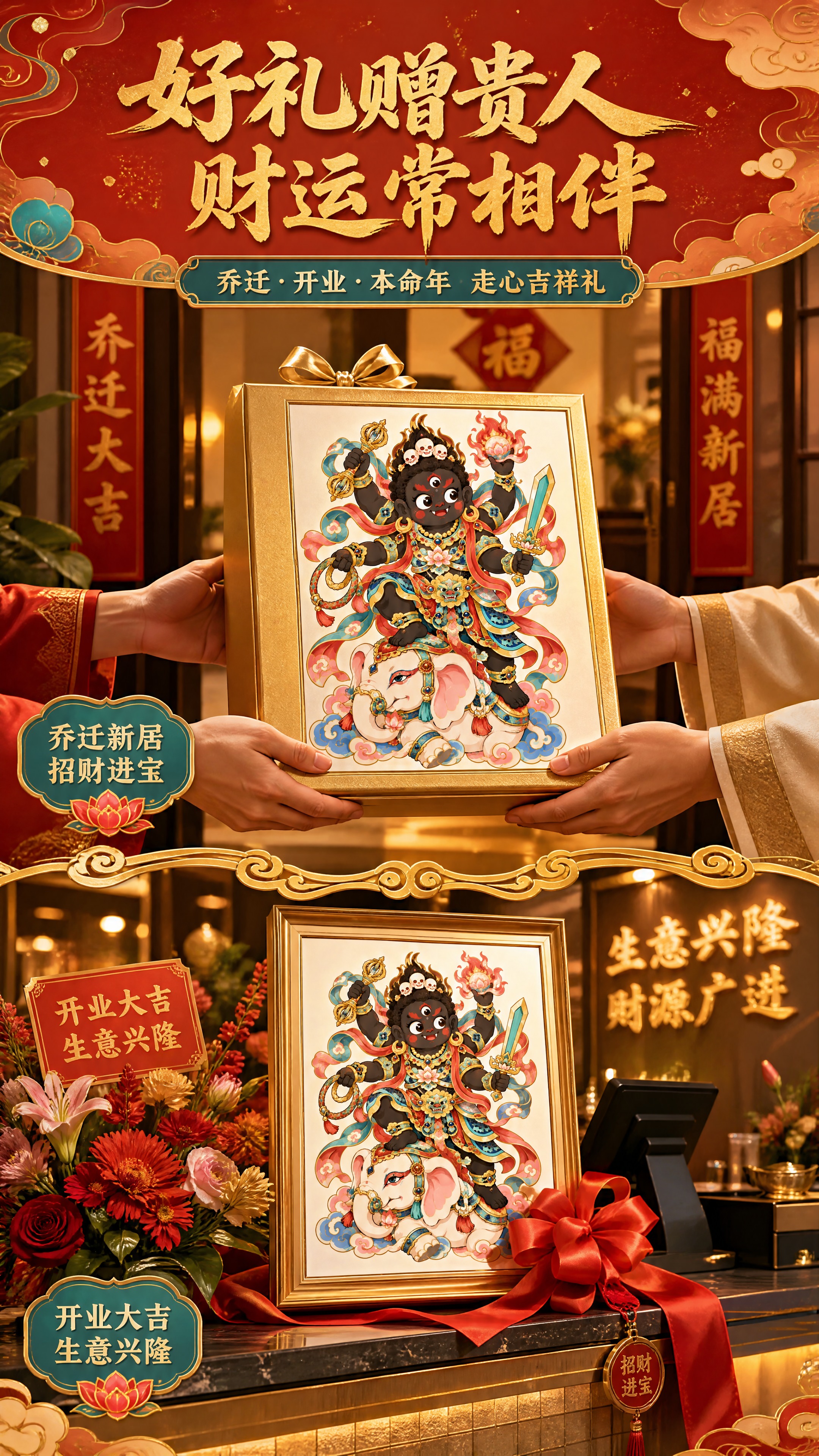 [商品] 使用【图1】Q版黑财神骑白象国潮装饰画；保留完整造型… - 图片创意预览