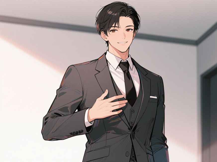 温柔帅气的男人，穿着西装，很有礼貌预览效果