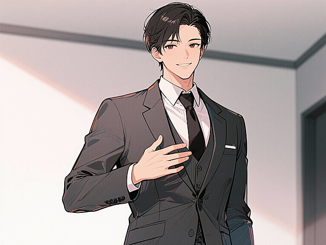 温柔帅气的男人，穿着西装，很有礼貌