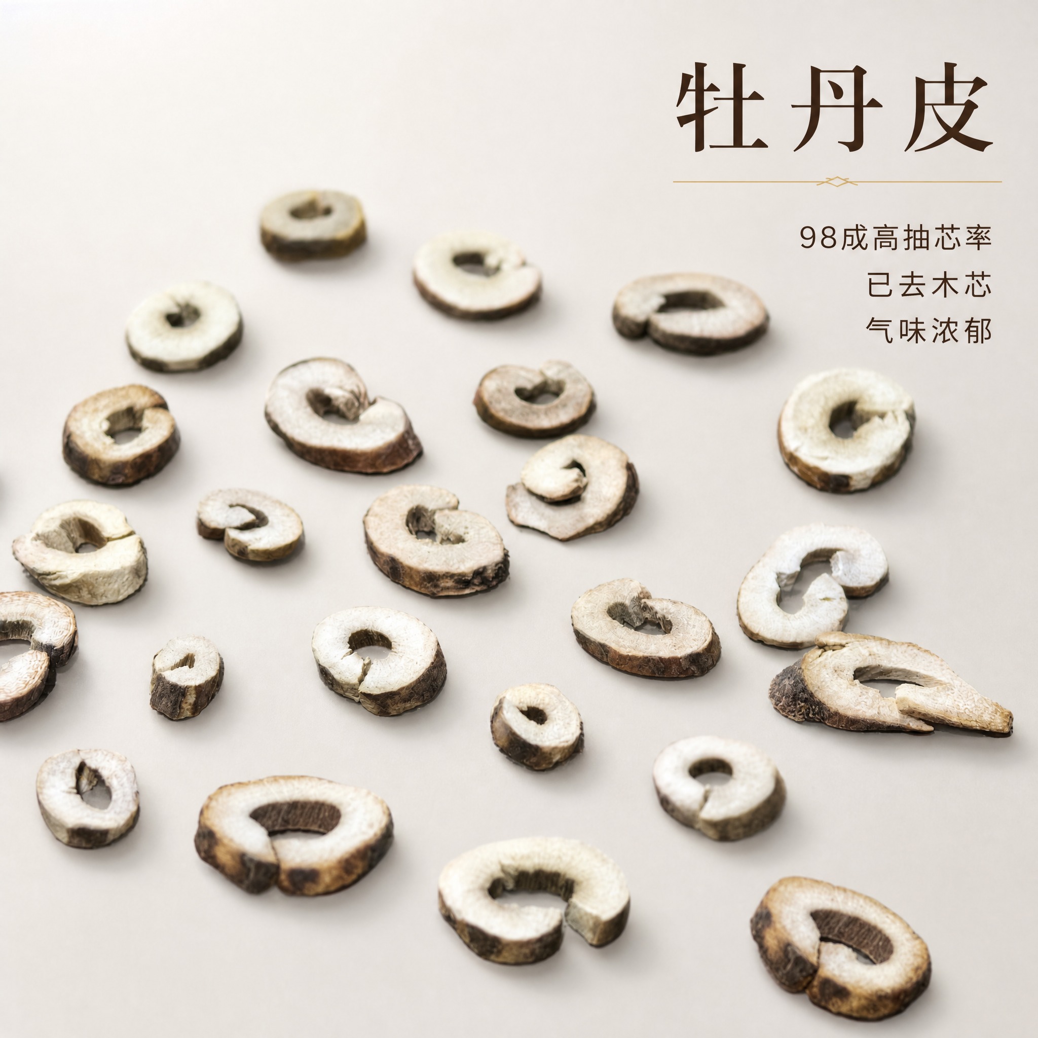 基于上传的牡丹皮素材进行主图创作，严格使用上传素材，完整保留原… - 图片创意预览