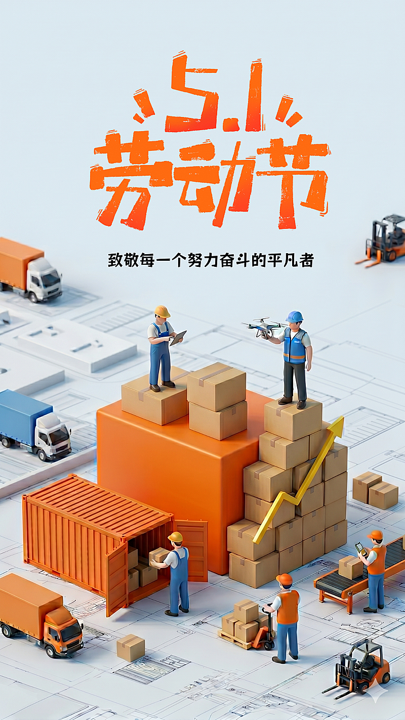 五一劳动节节日祝福竖版海报