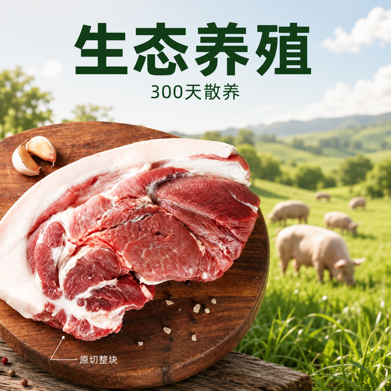 [主图-2] 新鲜猪肉核心品质溯源展示。 [氛围风格] 原生态… - 图片创意预览