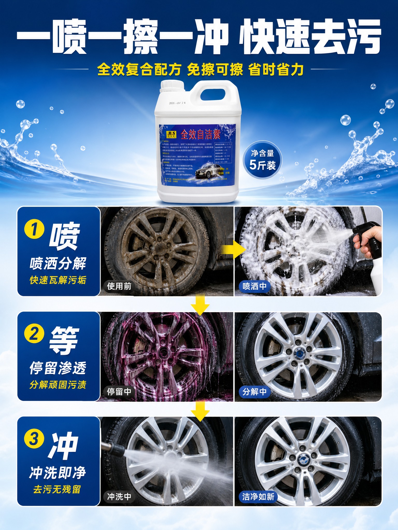 [主图-2] 核心效果证明，一喷一擦一冲快速去污，竖版3:4上… - 图片创意预览