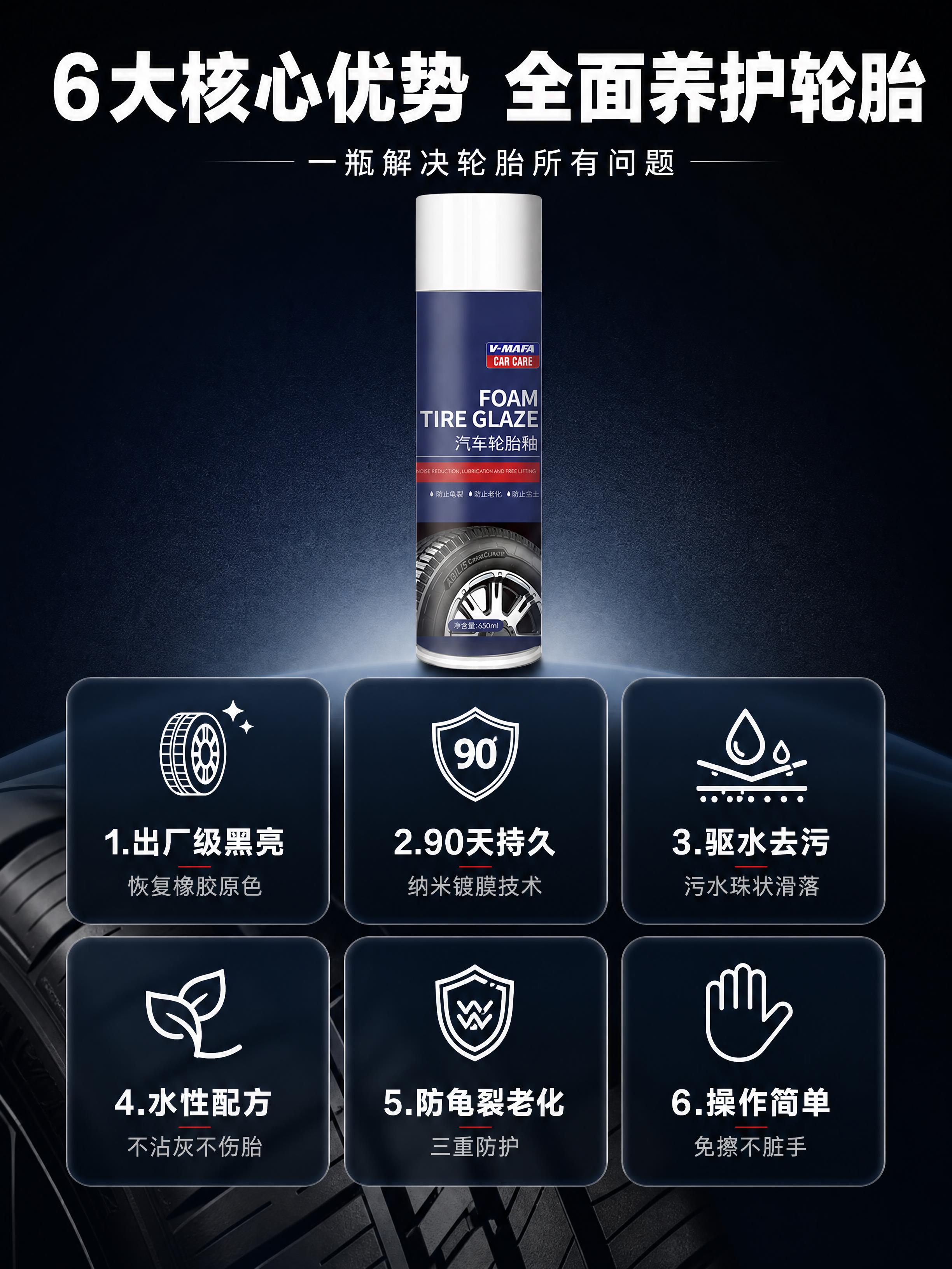 [商品] 使用【图1】V-MAFA汽车轮胎釉泡沫气雾罐；保留罐… - 图片创意预览