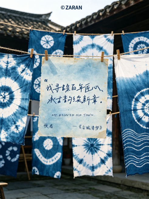 古镇扎染技艺宣传清新实景风小红书封面预览效果