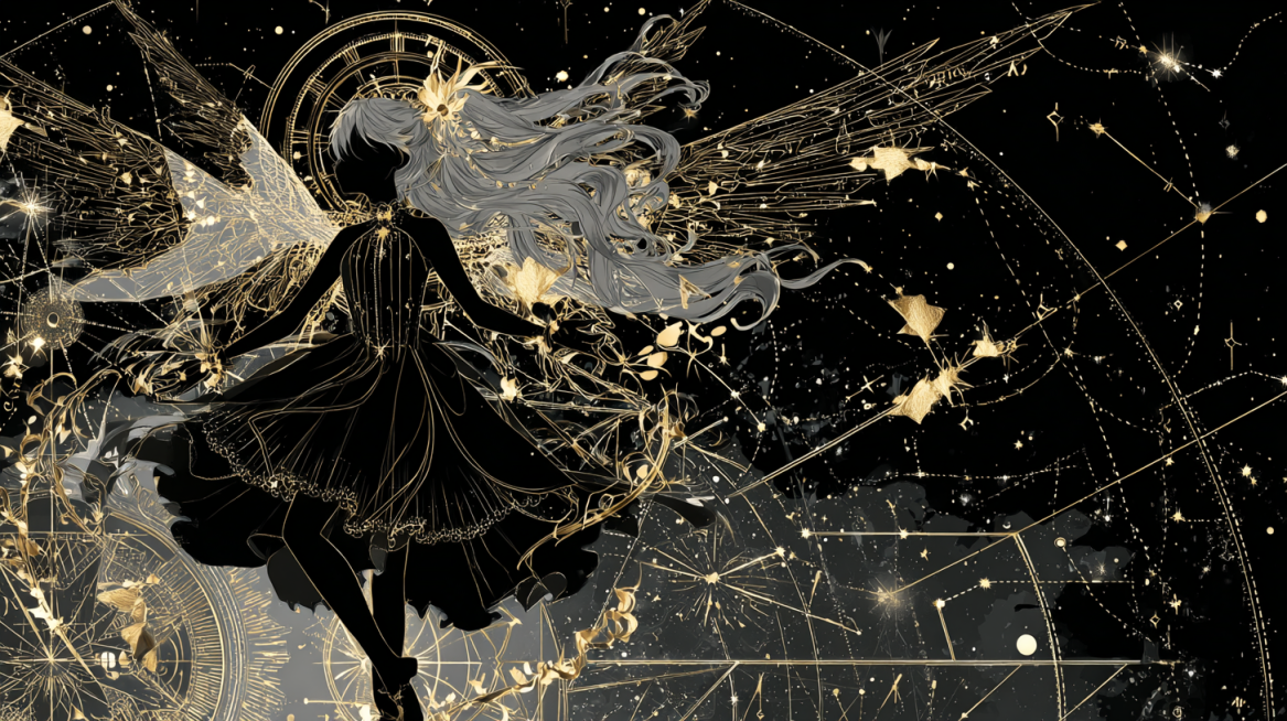 Ethereal anime silhouette of Kaname Madoka, black body, black face, long flowing silver hair adorned预览效果