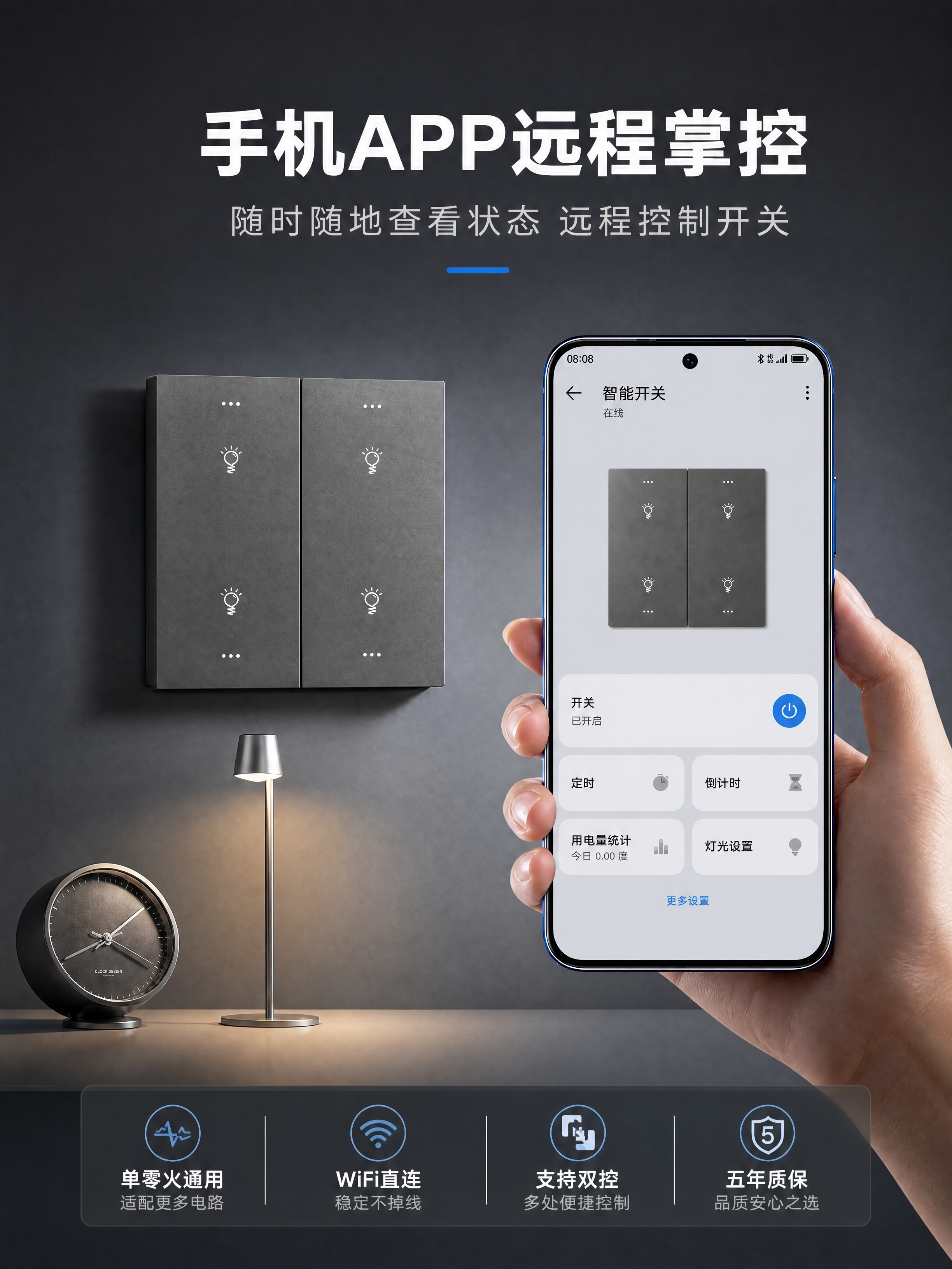 [商品] 使用【图1】手机APP远程掌控详情图，保留灰色双开开… - 图片创意预览