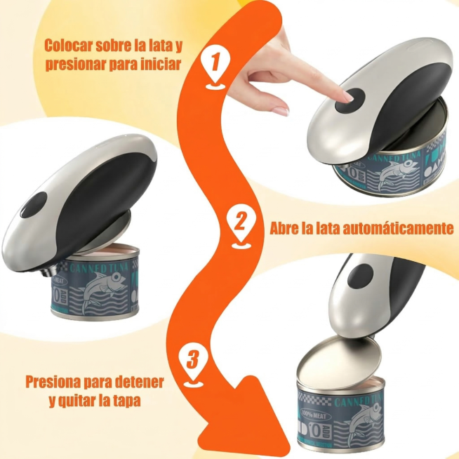 保留原图所有内容、布局、风格和字体位置，只替换所有英文文字：Place on the can & press to start改为Colocar sobre la lata y presionar p预览效果