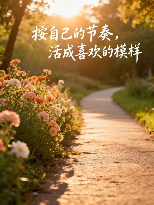 生活是自己的，与他人无关。不必在意别人的眼光，不用迎合他人的期待，按自己的节奏生活，做自己想做的事。哪怕前路漫漫，哪怕偶尔迷茫，只要心中有光，脚下有路，就勇敢往前走。你若盛开，清风自来，美好自会如约而预览效果