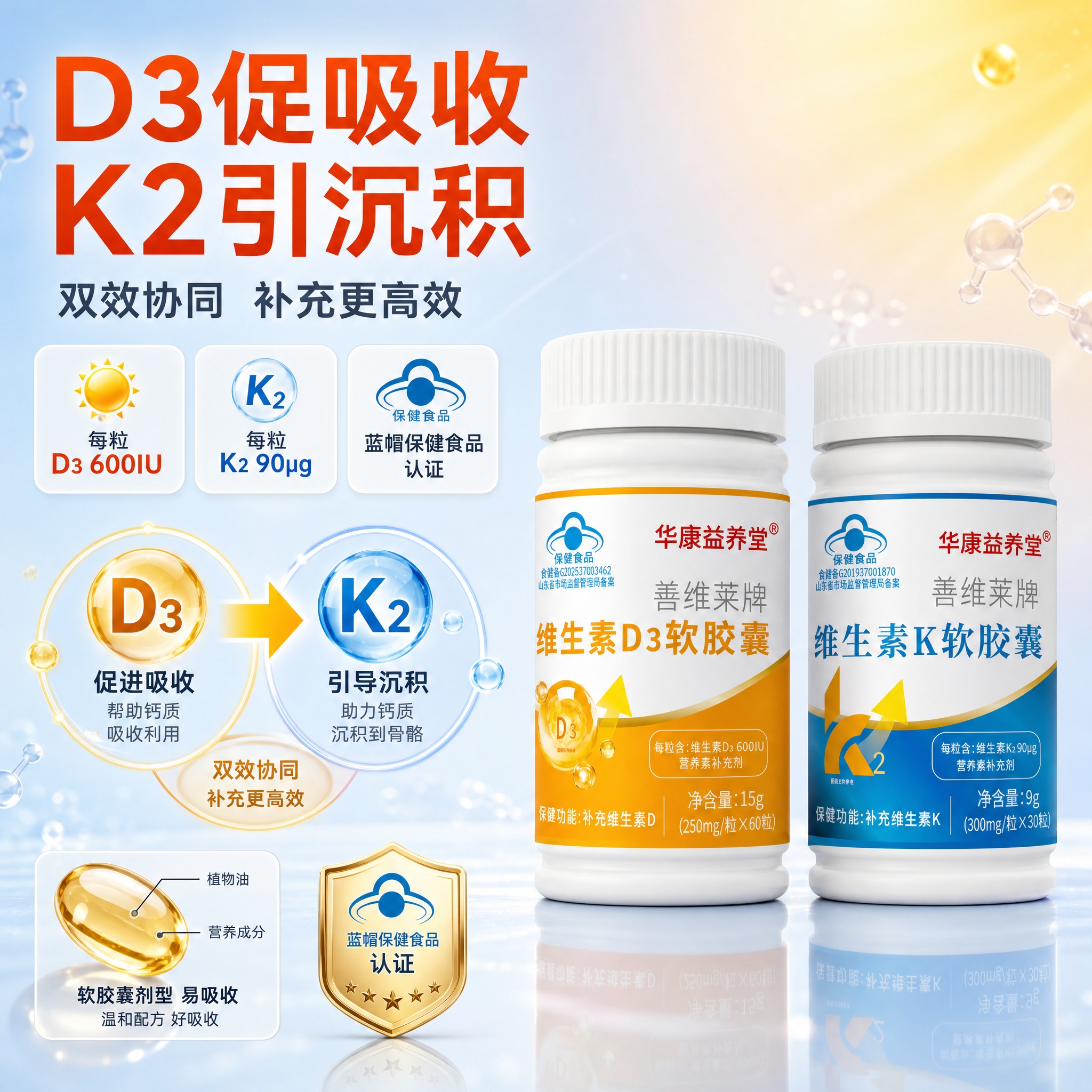 [主图-2] 核心亮点与信任：蓝帽认证 双效配方卖点图 [统一… - 图片创意预览