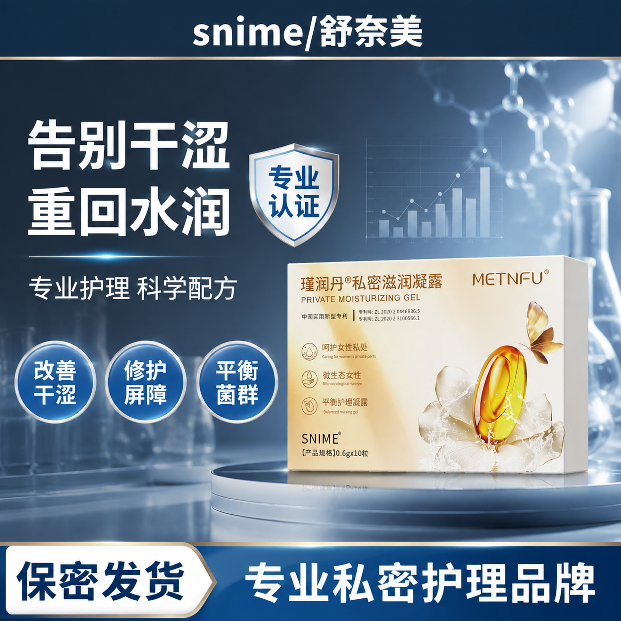 抖音电商私密护理凝露爆款主图第4张，痛点功效专业风格，保留参考… - 图片创意预览