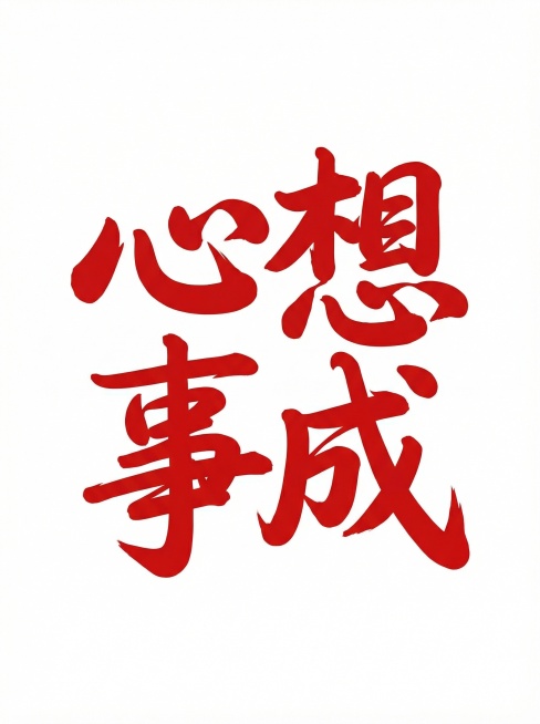 生成和图片一样的字体“心想事成”背景白色预览效果