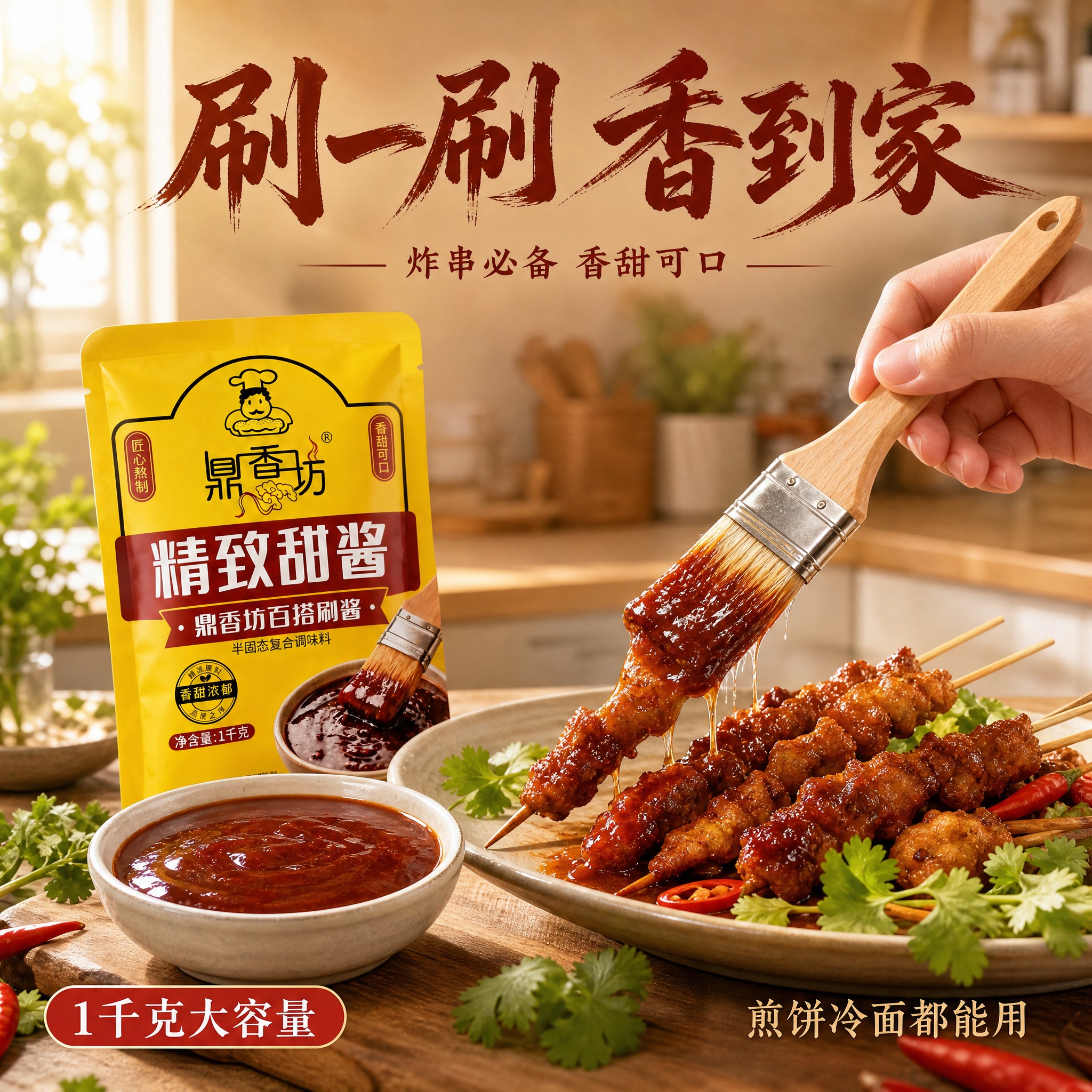 [主图-10] 手刷酱动态场景图，鼎香坊甜酱，参考图风格差异化… - 图片创意预览