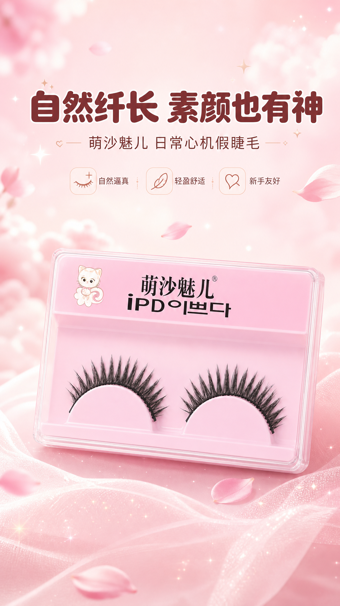 [商品] 使用【图1】萌沙魅儿假睫毛一对装，粉色透明包装盒；保… - 图片创意预览