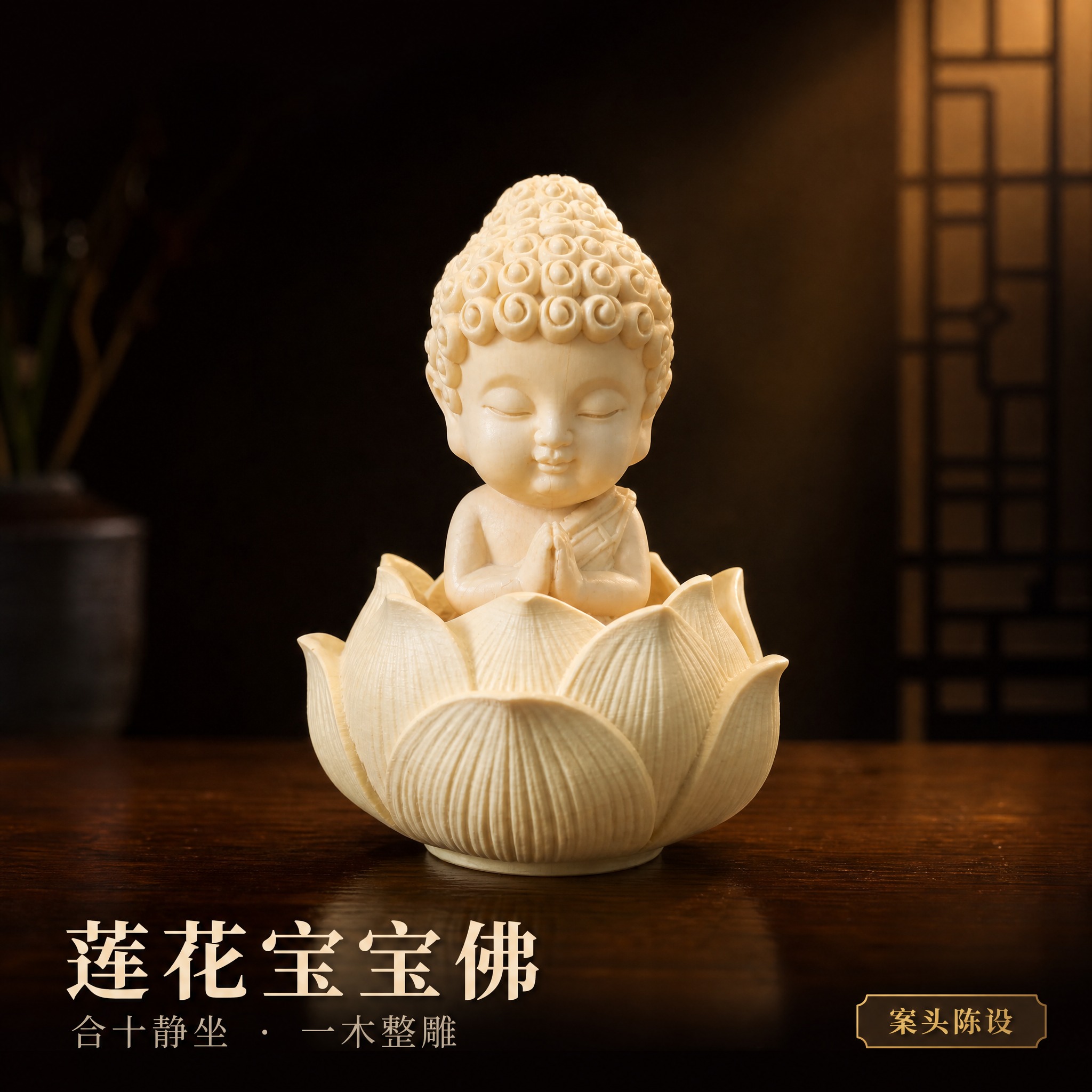 [主图-3] 单款氛围主视觉：莲花宝宝佛。 [统一基调] 新中… - 图片创意预览