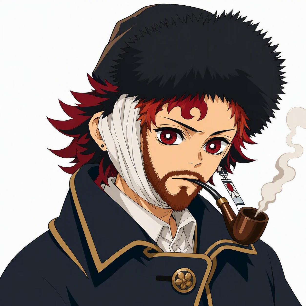 将背景替换为纯白色，去掉左侧的武士刀，简化人物的色块肌理和纹理… - 图片创意预览